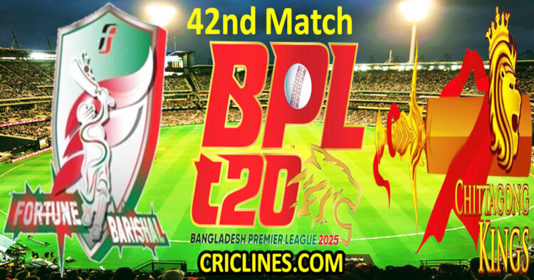 Today Match Prediction-Fortune Barishal vs Chittagong Kings-Dream11-BPL T20-2024-25-42nd Match-Who Will Win