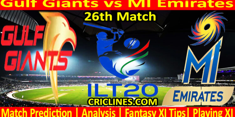 Today Match Prediction-GG vs MIE-IL T20 2025-26th Match-Who Will Win