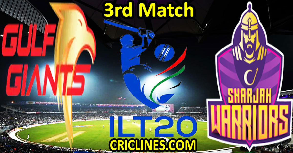 Today Match Prediction-Gulf Giants vs Sharjah Warriorz-IL T20 2025-3rd Match-Who Will Win