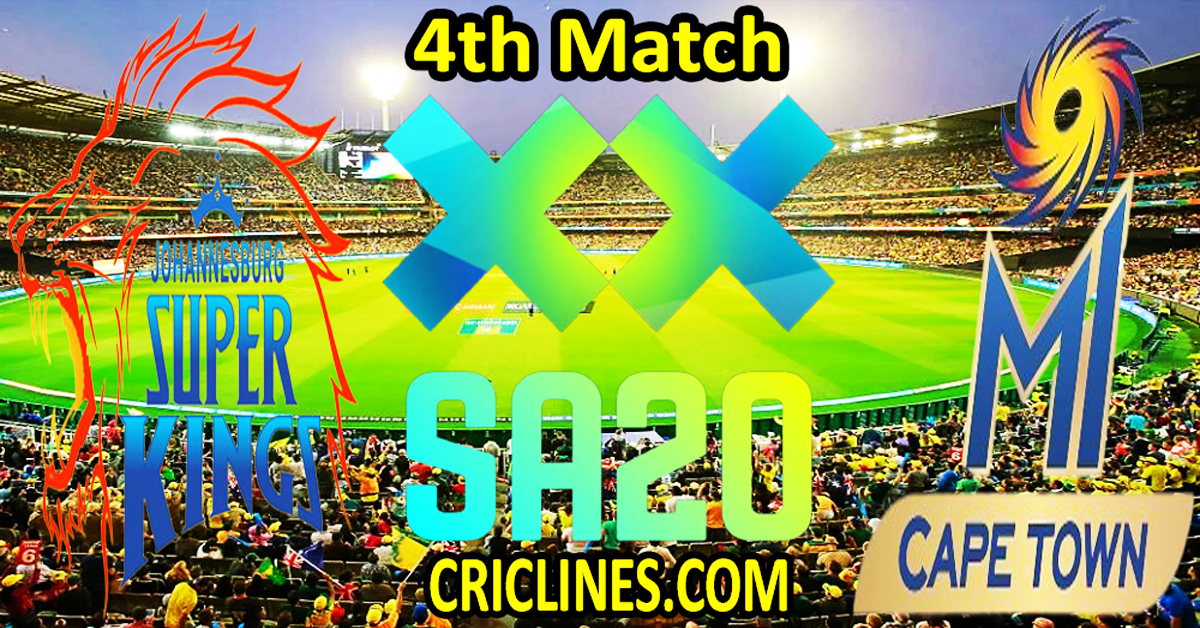 Today Match Prediction-Joburg Super Kings vs MI Cape Town-SA20 T20 2025-Dream11-4th Match-Who Will Win