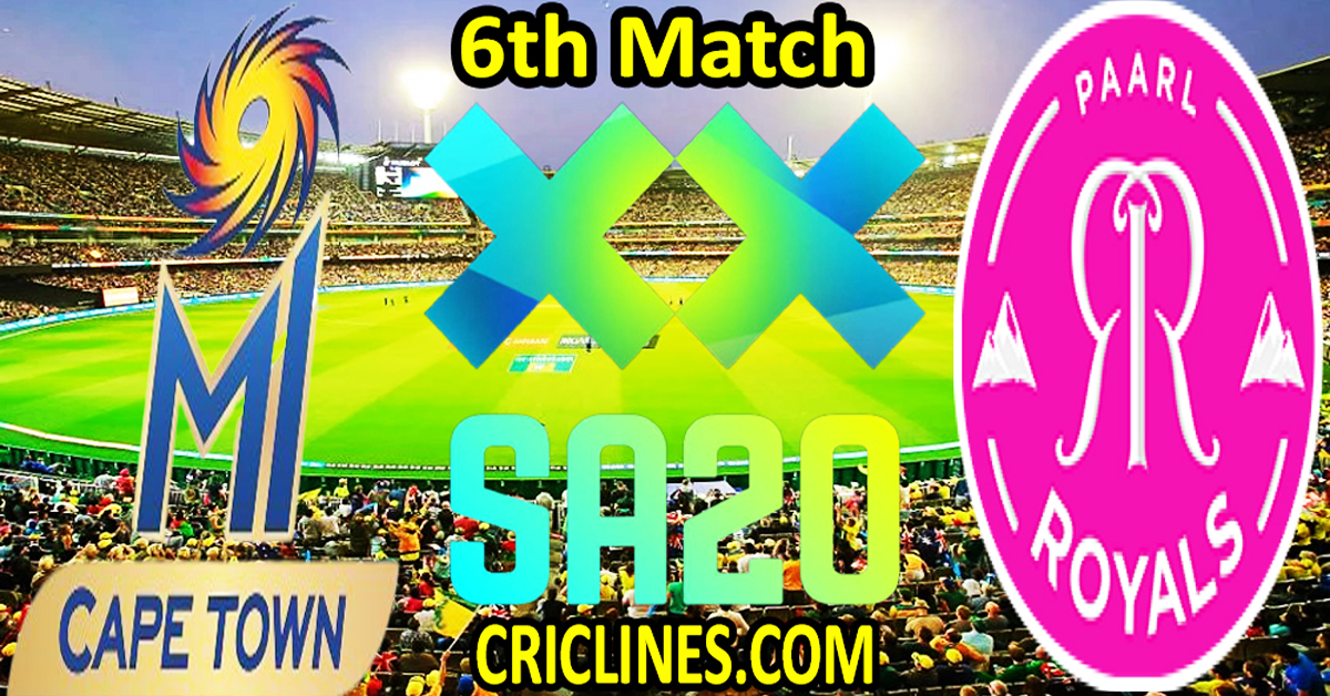 Today Match Prediction-MI Cape Town vs Paarl Royals-SA20 T20 2025-Dream11-6th Match-Who Will Win