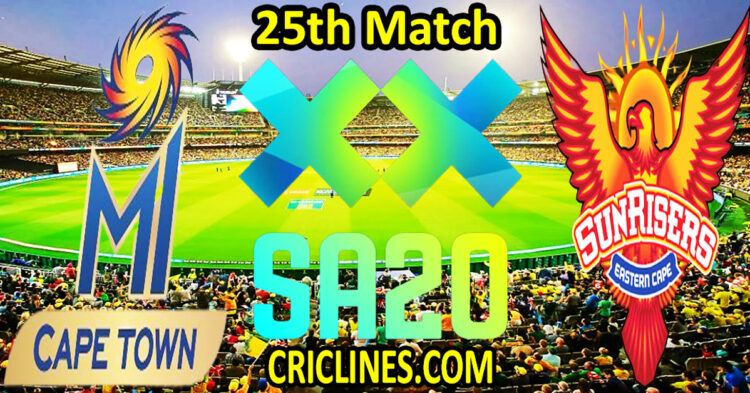 Today Match Prediction-MI Cape Town vs Sunrisers Eastern Cape-SA20 T20 2025-Dream11-25th Match-Who Will Win