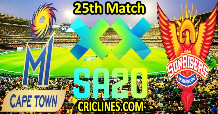 Today Match Prediction-MI Cape Town vs Sunrisers Eastern Cape-SA20 T20 2025-Dream11-25th Match-Who Will Win