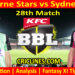 Today Match Prediction-MLS vs SYS-Dream11-BBL T20 2024-25-28th Match-Who Will Win