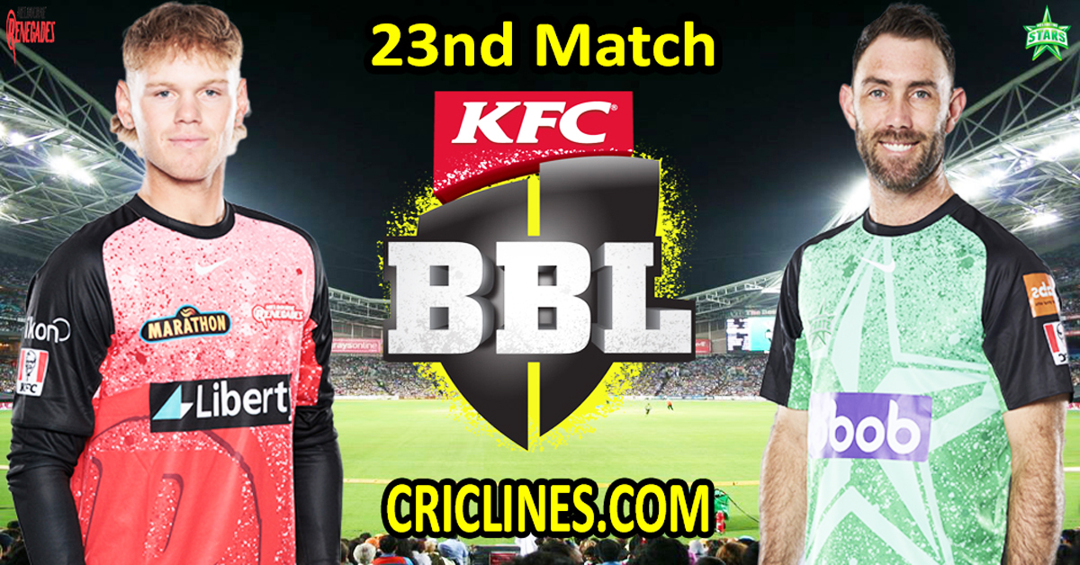 Today Match Prediction-Melbourne Renegades vs Melbourne Stars-Dream11-BBL T20 2024-25-23nd Match-Who Will Win