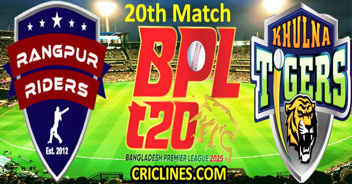 Today Match Prediction-Rangpur Riders vs Khulna Tigers-Dream11-BPL T20-2024-25-20th Match-Who Will Win