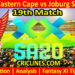 Today Match Prediction-SEC vs JSK-SA20 T20 2025-Dream11-19th Match-Who Will Win
