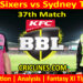 Today Match Prediction-SYS vs SYT-Dream11-BBL T20 2024-25-37th Match-Who Will Win