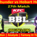 Today Match Prediction-SYT vs HBH-Dream11-BBL T20 2024-25-27th Match-Who Will Win