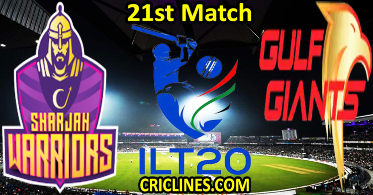 Today Match Prediction-Sharjah Warriorz vs Gulf Giants-IL T20 2025-21st Match-Who Will Win