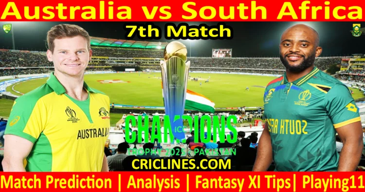 Today Match Prediction-AUS vs SA-ICC Champions Trophy-CT 2025-7th Match-Who Will Win