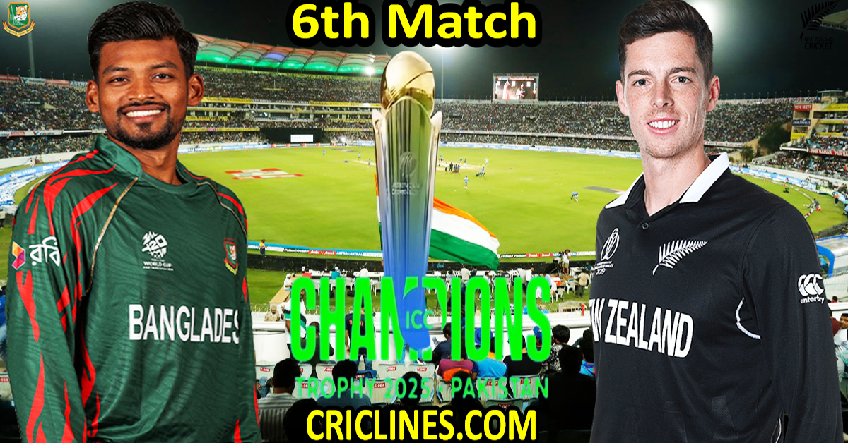 Today Match Prediction-Bangladesh vs New Zealand-ICC Champions Trophy-CT 2025-6th Match-Who Will Win