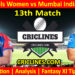 Today Match Prediction-DCW vs MIW-WPL T20 2025-13th Match-Dream11-Who Will Win
