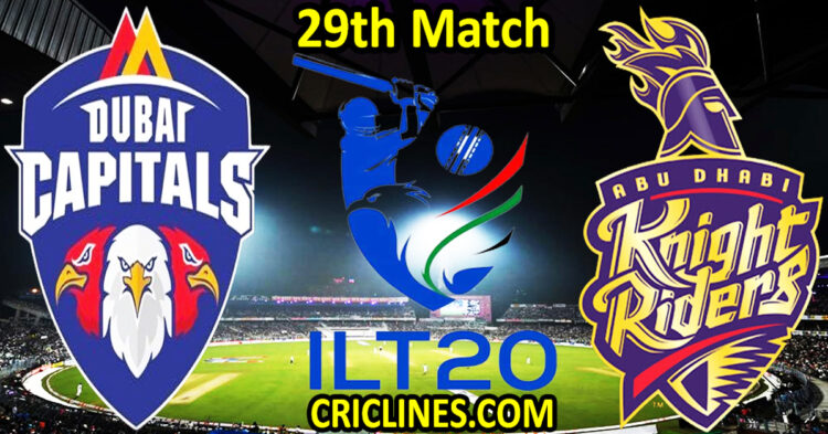 Today Match Prediction-Dubai Capitals vs Abu Dhabi Knight Riders-IL T20 2025-29th Match-Who Will Win