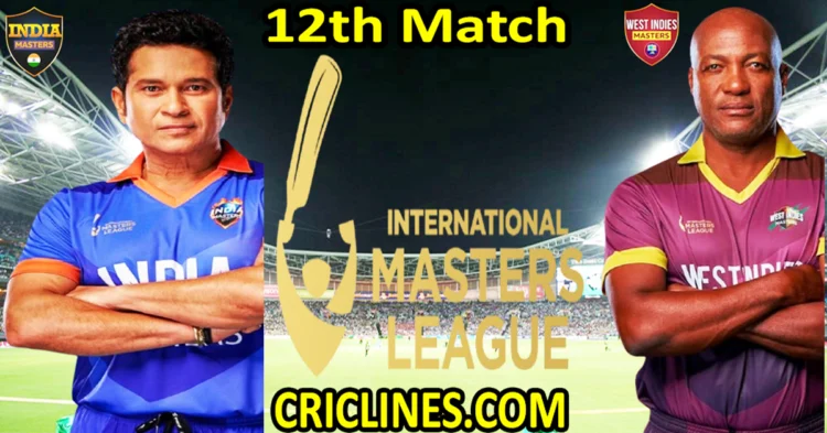Today Match Prediction-India Masters vs West Indies Masters-IML T20 2025-12th Match-Who Will Win