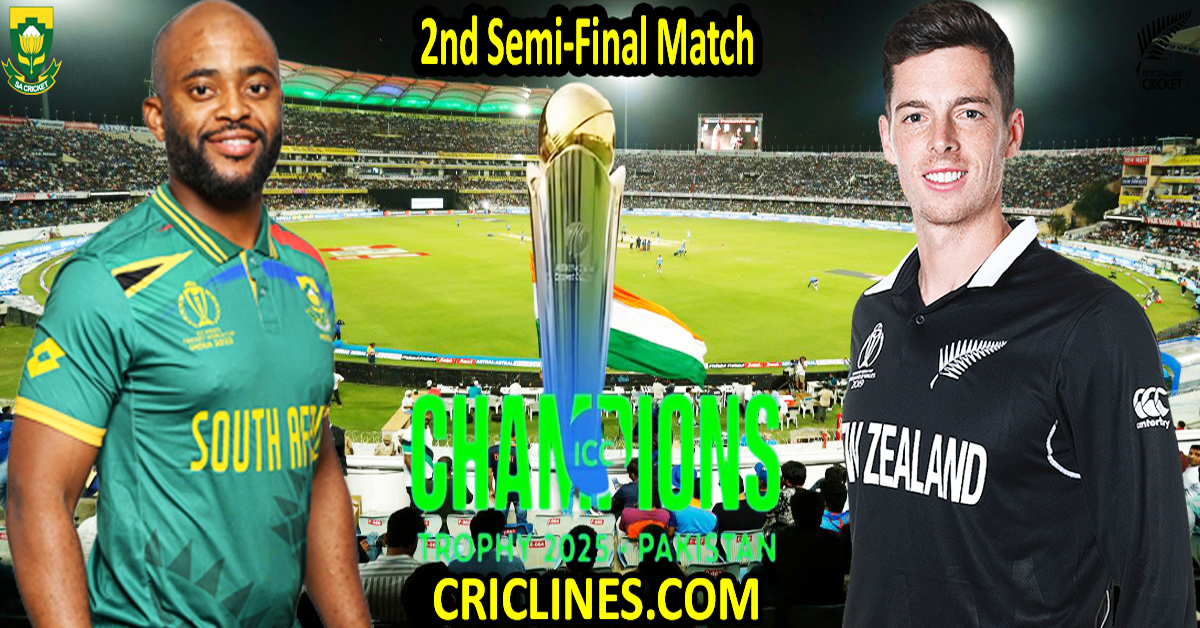 Today Match Prediction-South Africa vs New Zealand-ICC Champions Trophy-CT 2025-2nd Semi-Final Match-Who Will Win