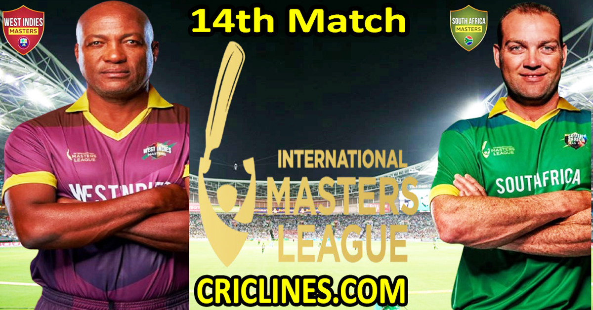 Today Match Prediction-West Indies Masters vs South Africa Masters-IML T20 2025-14th Match-Who Will Win