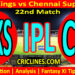 Today Match Prediction-PBKS vs CSK-IPL Match Today 2025-22nd Match-Venue Details-Dream11-Toss Update-Who Will Win