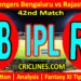 Today Match Prediction-RCB vs RR-IPL Match Today 2025-42nd Match-Venue Details-Dream11-Toss Update-Who Will Win