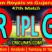 Today Match Prediction-RR vs GT-IPL Match Today 2025-47th Match-Venue Details-Dream11-Toss Update-Who Will Win
