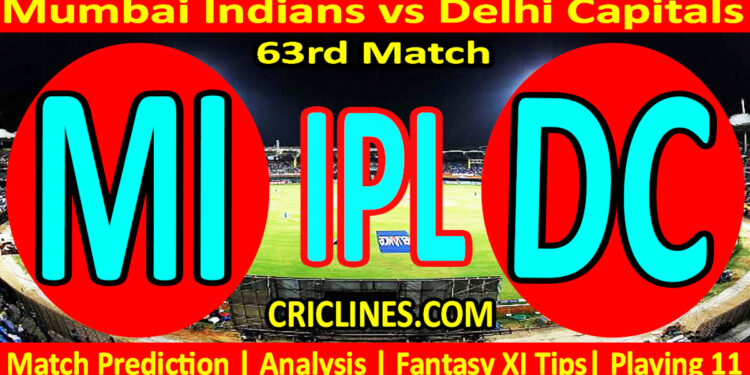 Today Match Prediction-MI vs DC-IPL Match Today 2025-63rd Match-Venue Details-Dream11-Toss Update-Who Will Win