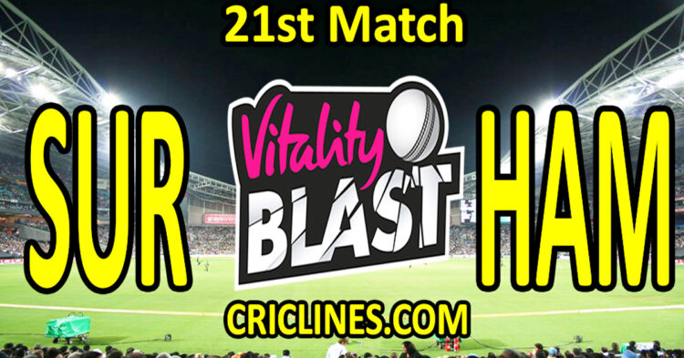 Today Match Prediction-Surrey vs Hampshire-Vitality T20 Blast 2025-Dream11-21st Match-Venue Details-Toss Update-Who Will Win