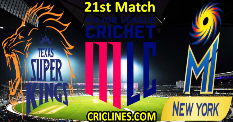 Today Match Prediction-Texas Super Kings vs MI New York-MLC T20 2025-21st Match-Who Will Win