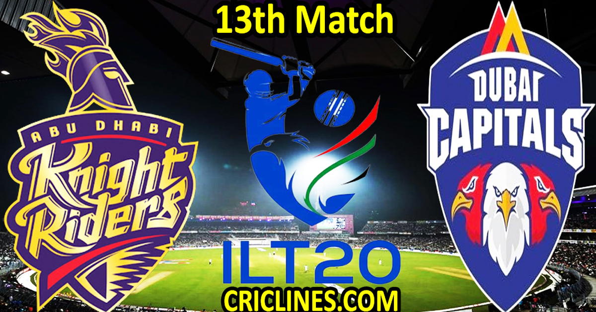 Abu Dhabi Knight Riders vs Dubai Capitals-Today Match Prediction-IL T20 2025-26-13th Match-Who Will Win