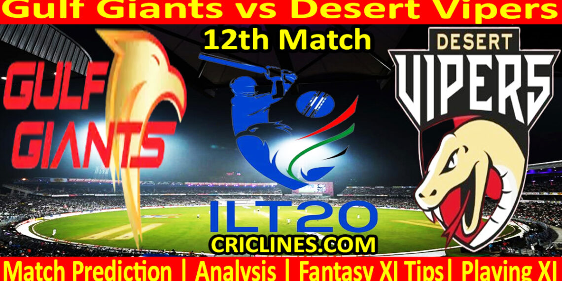 GG vs DV-Today Match Prediction-IL T20 2025-26-12th Match-Who Will Win