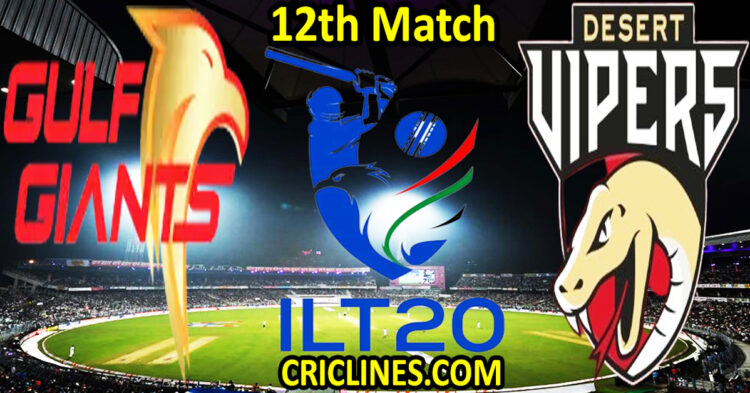 Gulf Giants vs Desert Vipers-Today Match Prediction-IL T20 2025-26-12th Match-Who Will Win