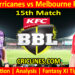 HBH vs MLR-Today Match Prediction-Dream11-BBL T20 2025-26-15th Match-Who Will Win