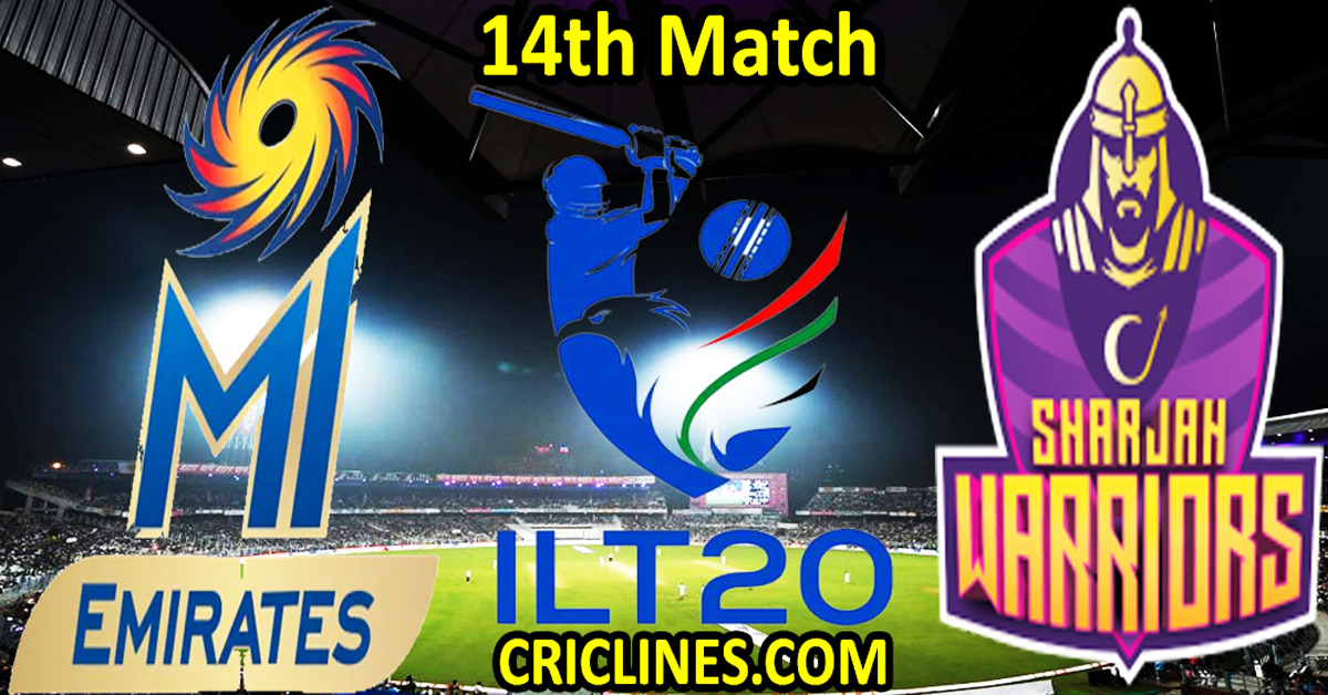 MI Emirates vs Sharjah Warriorz-Today Match Prediction-IL T20 2025-26-14th Match-Who Will Win