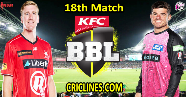 Melbourne Renegades vs Sydney Sixers-Today Match Prediction-Dream11-BBL T20 2025-26-18th Match-Who Will Win