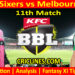 SYS vs MLS-Today Match Prediction-Dream11-BBL T20 2025-26-11th Match-Who Will Win