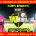 SYSW vs ADSW-Today Match Prediction-WBBL T20 2025-40th Match-Who Will Win