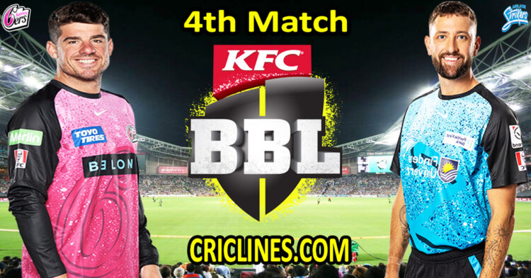Sydney Sixers vs Adelaide Strikers-Today Match Prediction-Dream11-BBL T20 2025-26-4th Match-Who Will Win