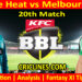 BBH vs MLS-Today Match Prediction-Dream11-BBL T20 2025-26-20th Match-Who Will Win