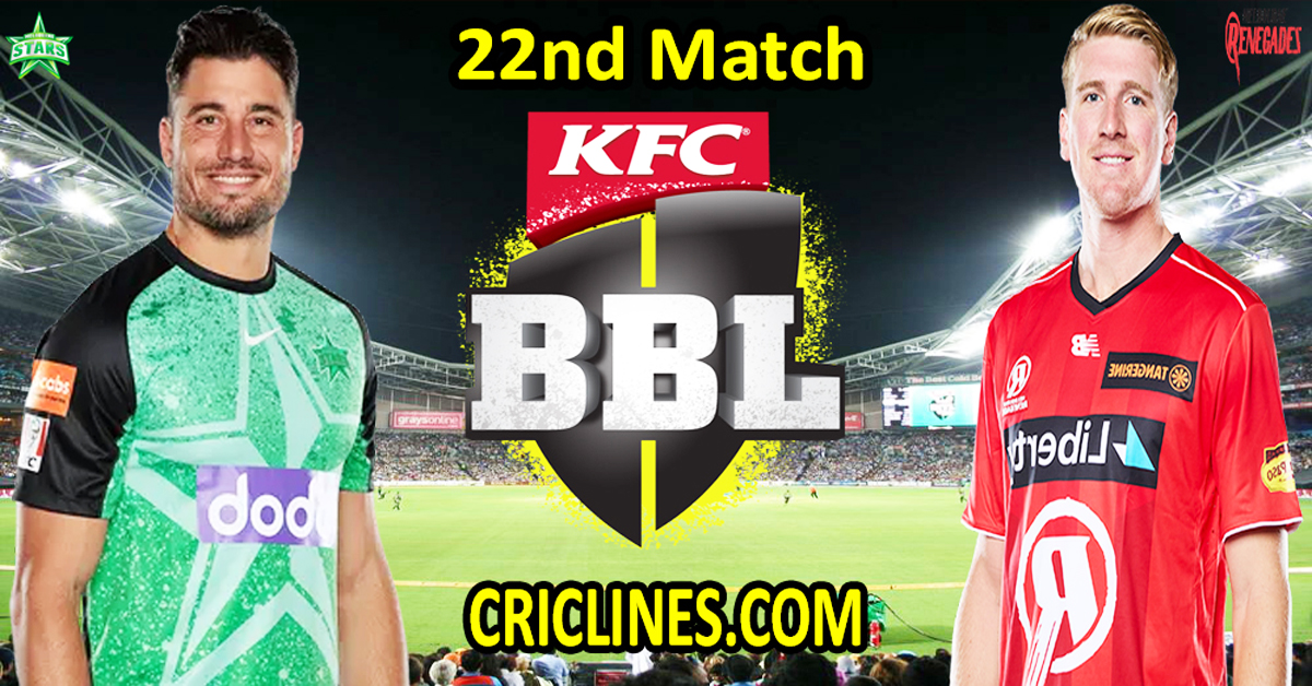 Melbourne Stars vs Melbourne Renegades-Today Match Prediction-Dream11-BBL T20 2025-26-22nd Match-Who Will Win