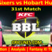 SYS vs HBH-Today Match Prediction-Dream11-BBL T20 2025-26-31st Match-Who Will Win
