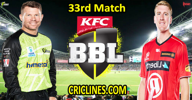 Sydney Thunder vs Melbourne Renegades-Today Match Prediction-Dream11-BBL T20 2025-26-33rd Match-Who Will Win
