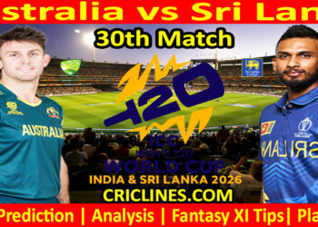 AUS vs SL-Today Match Prediction-Dream11-ICC T20 World Cup 2026-30th Match-Who Will Win