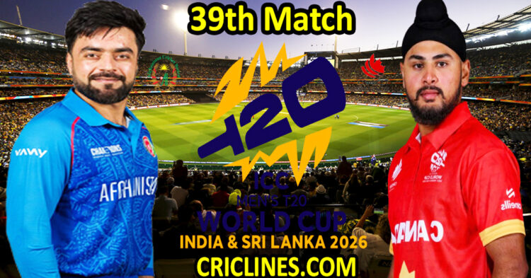 Afghanistan vs Canada-Today Match Prediction-Dream11-ICC T20 World Cup 2026-39th Match-Who Will Win