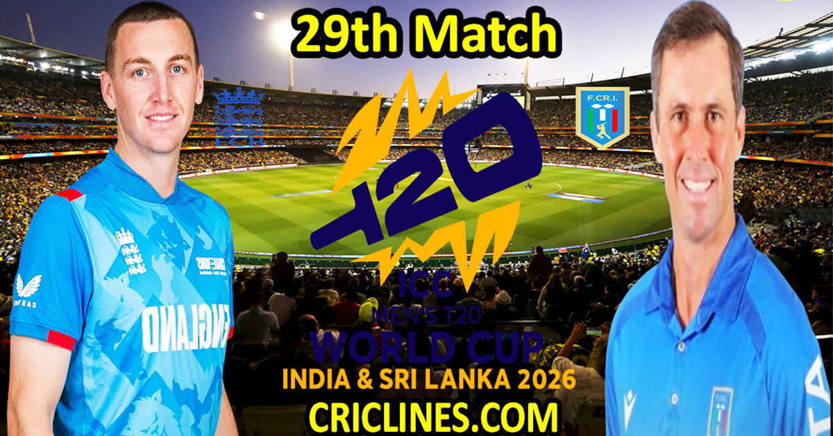 England vs Italy-Today Match Prediction-Dream11-ICC T20 World Cup 2026-29th Match-Who Will Win