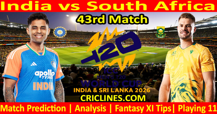 IND vs SA-Today Match Prediction-Dream11-ICC T20 World Cup 2026-43rd Match-Who Will Win