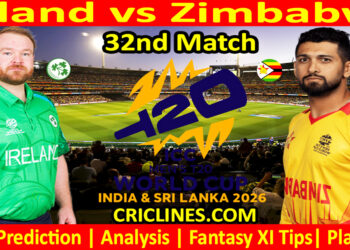 IRE vs ZIM-Today Match Prediction-Dream11-ICC T20 World Cup 2026-32nd Match-Who Will Win