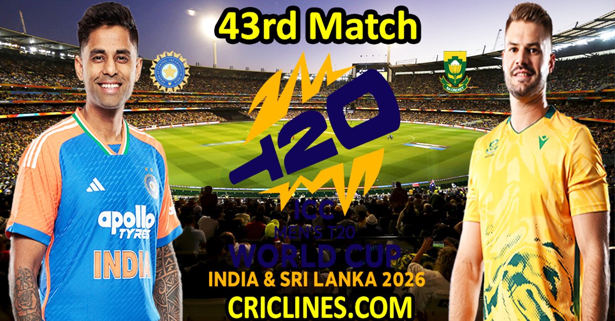 India vs South Africa-Today Match Prediction-Dream11-ICC T20 World Cup 2026-43rd Match-Who Will Win