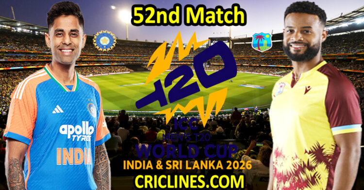 India vs West Indies-Today Match Prediction-Dream11-ICC T20 World Cup 2026-52nd Match-Who Will Win