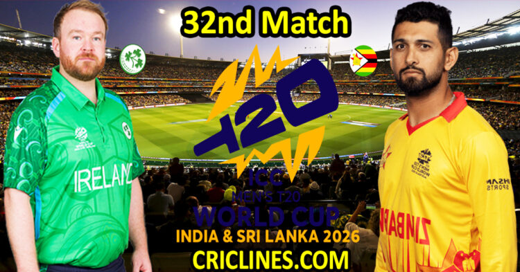 Ireland vs Zimbabwe-Today Match Prediction-Dream11-ICC T20 World Cup 2026-32nd Match-Who Will Win